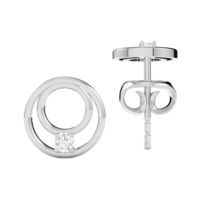 Kolczyki z diamentami Solis – złoto białe 750 – GOLDPORT